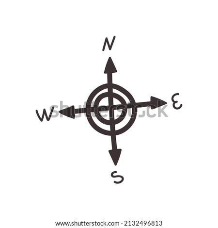 Sides World compass Doodle illustration Hand drawn nursery baby scandinavian style, kids clipart naive art