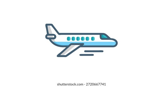 Ilustración de avión 2D de vista lateral: diseño de aeronave de Vector mínimo