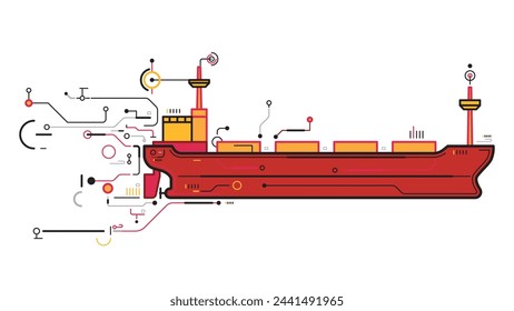 Sideview of Bulk carrier cargo ship vector illustration geometric elements design