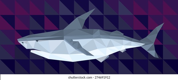 Sideview of a shark composed of triangles