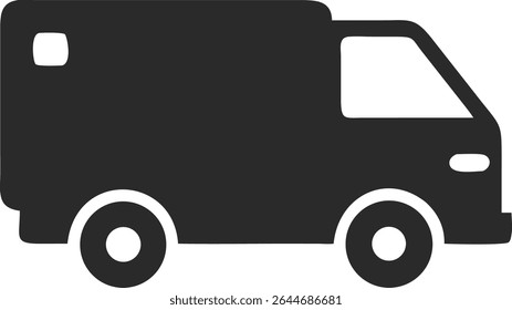 Side-View Silhouette of a Delivery Van – Minimalist Black Icon for Transport and Logistics