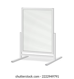 Sidewalk advertising poster sign holder stand realistic vector mock-up. Floor standing blank white display board mockup. Template for design
