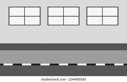 Caminata junto a la pared con ventanas