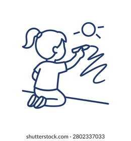 Sidewalk Chalk Drawing Icon Containing child drawing, chalk art, outdoor creativity, and outline icon. Outline icon