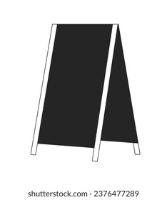 Sidewalk chalkboard flat monochrome isolated vector object. Cafe sign stand. Menu display. Editable black and white line art drawing. Simple outline spot illustration for web graphic design