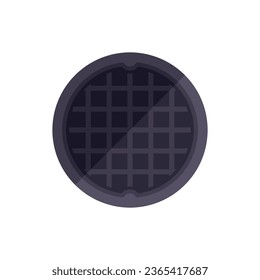 Vector plano de icono de la boca de inspección en la acera lateral. Camino de la ciudad. Aguas residuales de la calle aisladas