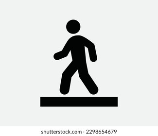 Sidewalk Pavement Walk Walking Cross Street Stick Figure Man Person Human StickmanBlack and White Icon Sign Symbol Vector Artwork Clipart Illustration