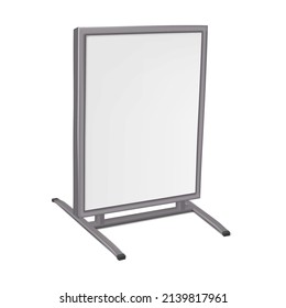 Sidewalk Poster Sign Stand Realistic Vector Mock-up. Floor Standing Blank White Display Board Mockup. Template For Design