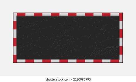 Sidewalk with red and white curb blank frame. Vector Illustration