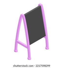 Sidewalk sign isometric icon. Hand drawn vector illustration. Flat color design.