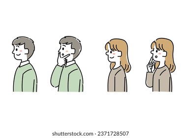 Sideways character illustration set of men and women
