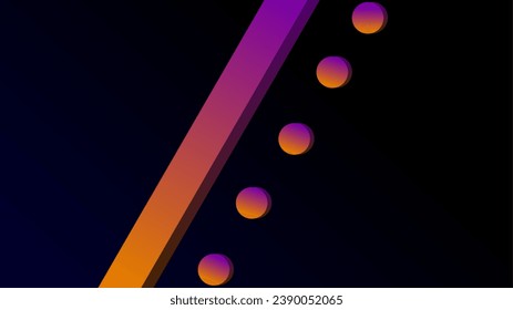 Sideways diagonal 3d bars and circles copy space frame background