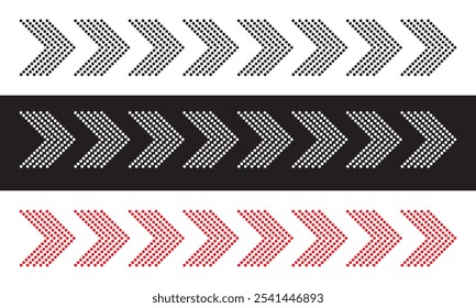 sideways. dotted sign. Arrow element for your design. Striped direction. isolated on white and black background. Vector illustration. EPS 10 