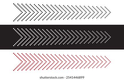 sideways. dotted sign. Arrow element for your design. Striped direction. isolated on white and black background. Vector illustration. EPS 10 