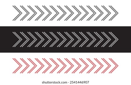 sideways. dotted sign. Arrow element for your design. Striped direction. isolated on white and black background. Vector illustration. EPS 10 