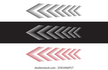 sideways. dotted sign. Arrow element for your design. Striped direction. isolated on white and black background. Vector illustration. EPS 10 