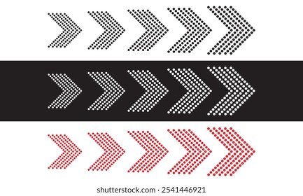 sideways. dotted sign. Arrow element for your design. Striped direction. isolated on white and black background. Vector illustration. EPS 10 