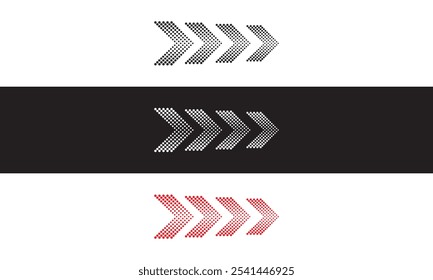 sideways. dotted sign. Arrow element for your design. Striped direction. isolated on white and black background. Vector illustration. EPS 10 