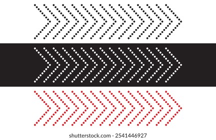 sideways. dotted sign. Arrow element for your design. Striped direction. isolated on white and black background. Vector illustration. EPS 10 