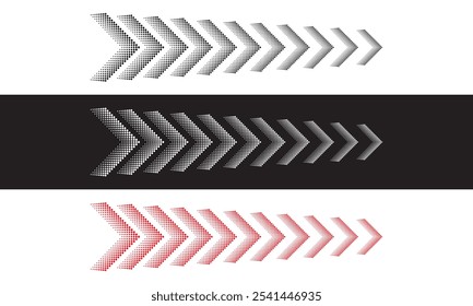 sideways. dotted sign. Arrow element for your design. Striped direction. isolated on white and black background. Vector illustration. EPS 10 