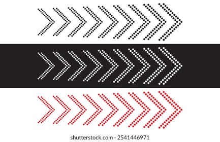 sideways. dotted sign. Arrow element for your design. Striped direction. isolated on white and black background. Vector illustration. EPS 10 