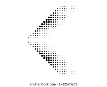 sideways. Halftone dots sign. Arrow element for your design. Dotted direction. vector illustration