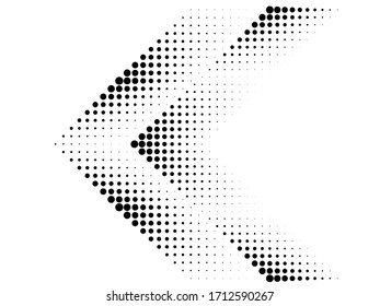 sideways. Halftone dots sign. Arrow element for your design. Dotted direction. vector illustration