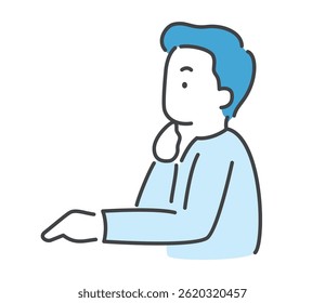 Sideways illustration of a man thinking Vector