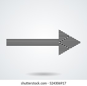 sideways. line sign. Arrow element for your design.Striped direction. vector illustration