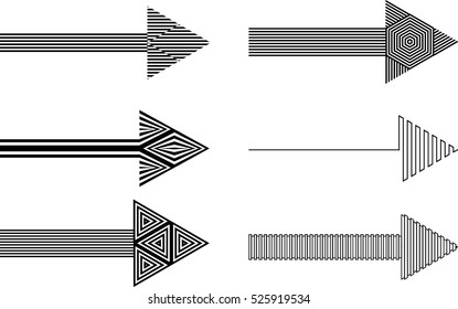 sideways. line sign. Arrow element for your design.Striped direction. vector illustration