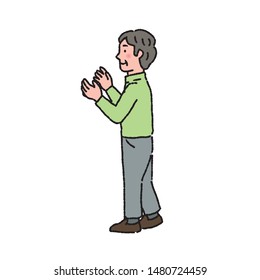 Sideways middle-aged man illustration vector
