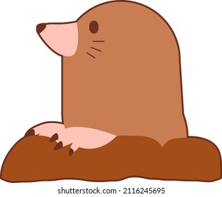Sideways mole peeking through a hole
