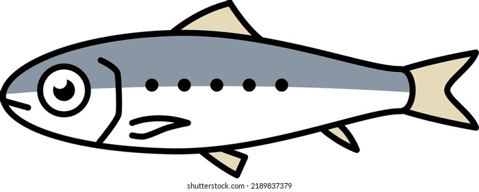 Sideways sardine single illustration material