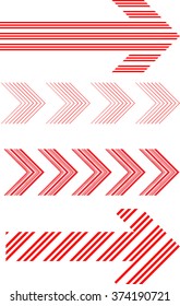 sideways Set . Linear signs collection. Arrow Design .four elements for your design.Striped direction. vector illustration