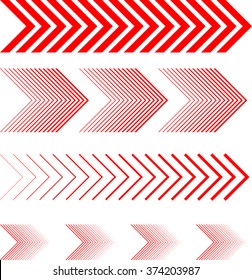 Sideways Set . Linear Signs Collection. Arrow Design .four Elements For Your Design.Striped Direction. Vector Illustration