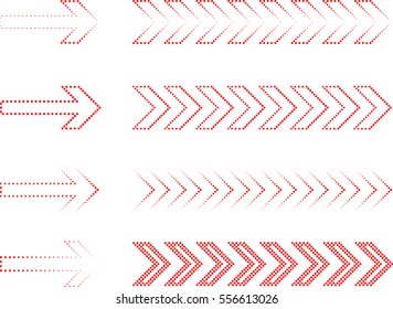 sideways Set . Linear signs collection. Arrow Design elements .Striped direction. vector illustration