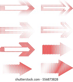 sideways Set . Linear signs collection. Arrow Design elements .Striped direction. vector illustration
