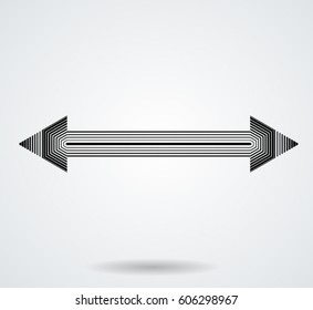 sideways Set . Linear signs collection. Arrow Design .four elements for your design.Striped direction. vector illustration