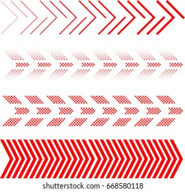 sideways Set . Linear signs collection. Arrow Design .four elements for your design.Striped direction. vector illustration