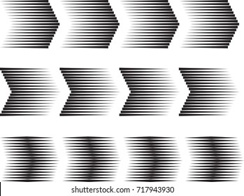 sideways Set . Linear signs collection. Arrow Design .elements for your design.Striped direction. vector illustration. sped lines
