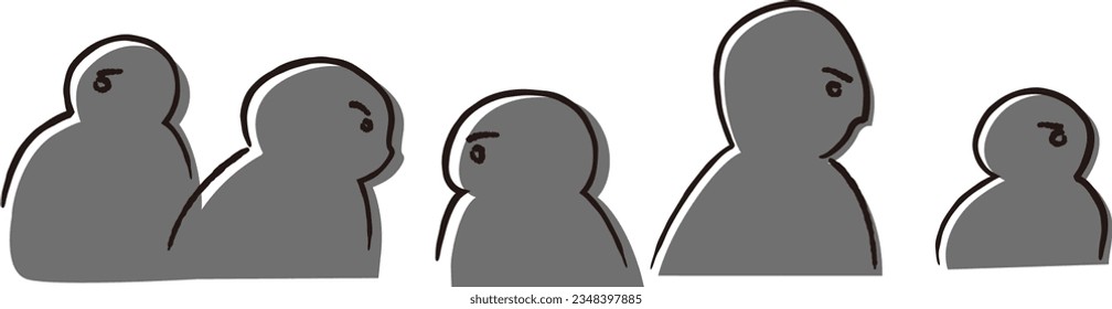 Sideways shadow passerby illustration set