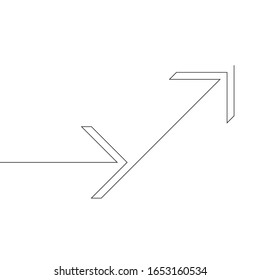 Sideways Sign . Continuous one Lines Design . Vector Arrow Background.Abstract Geometrical illustration.