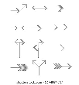 Sideways Sign . Continuous one Lines Design . Vector Arrow Background.Abstract Geometrical illustration.