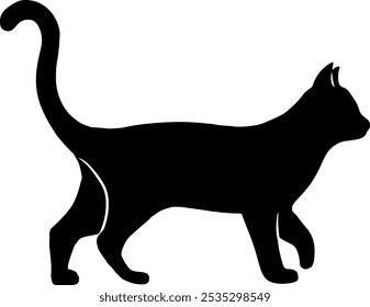 Sideways silhouette of a walking cat