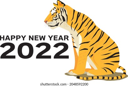 Sideways tiger 2022 New Year's card illustration