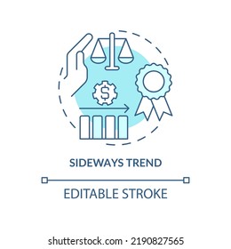 Sideways trend turquoise concept icon. Static value. Type of financial tendency abstract idea thin line illustration. Isolated outline drawing. Editable stroke. Arial, Myriad Pro-Bold fonts used