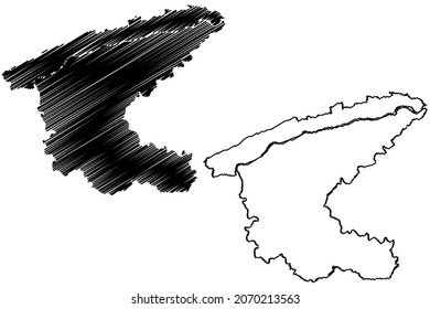 Sidhi District (Madhya Pradesh State, Rewa Division, Republic Of India) Map Vector Illustration, Scribble Sketch Sidhi Map