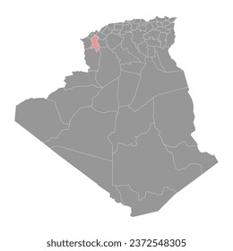 Mapa de la provincia de Sidi Bel Abbes, división administrativa de Argelia.