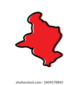 Sidi Bouzid division of Tunisia vector map illustration.
