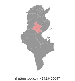 Sidi Bouzid Governorate map, administrative division of Tunisia. Vector illustration.